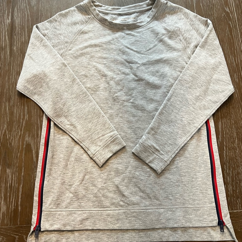 Stella & Dot Gray Tunic Side Zip Sweatshirt Red & Blue Medium